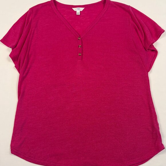 Old Navy Fushia Knit Top with Flutter Sleeves size L - Picture 2 of 5